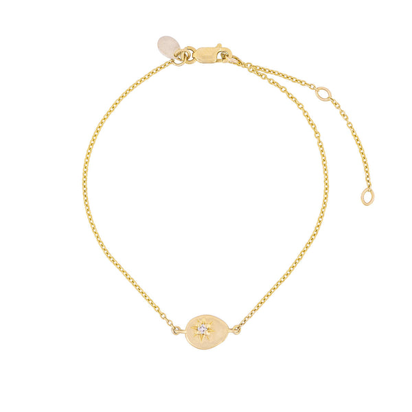 Full view of the North Star Lab Grown Diamond Bracelet in 14k gold, featuring a star pendant on a delicate chain.