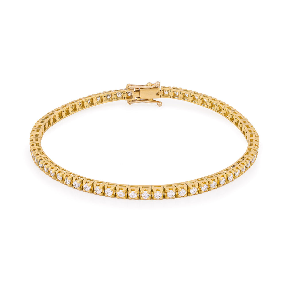 Front view of the Tomorrow Lab-Grown Diamond Tennis Bracelet in 14k gold, showcasing a continuous line of diamonds.
