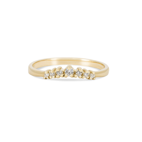Front view of the Crown of Faith Diamond Ring in 14k solid gold, featuring a solitaire diamond on a polished band.