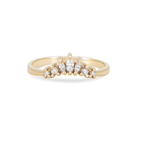 Front view of the Crown of Joy Diamond Ring in 14k gold, featuring a solitaire diamond on a smooth polished band.