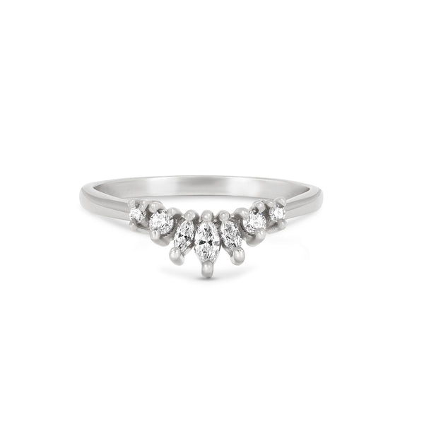 Alternative view of Inverted view of the Crown of Joy Diamond Ring in 14k white gold, featuring a crown of diamonds on a smooth polished band.