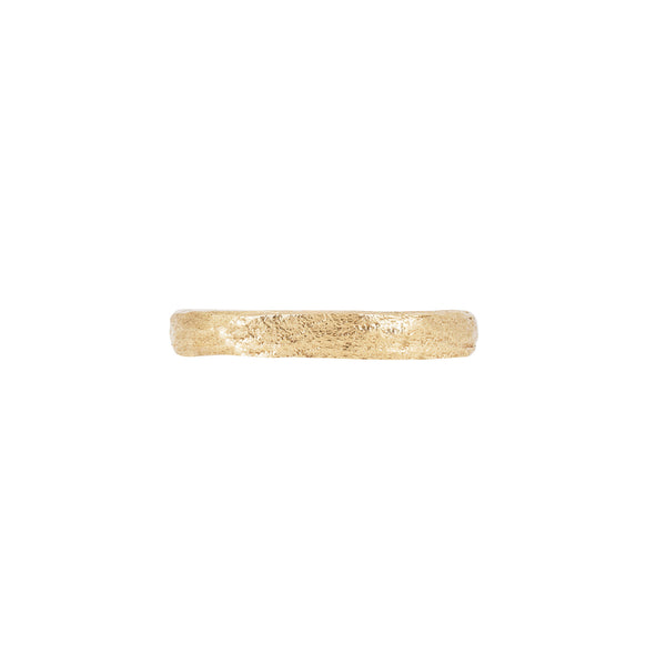 Alternative view of Side profile of the Driftwood 14k Gold Slim Wedding Band, showcasing the intricate twig texture.