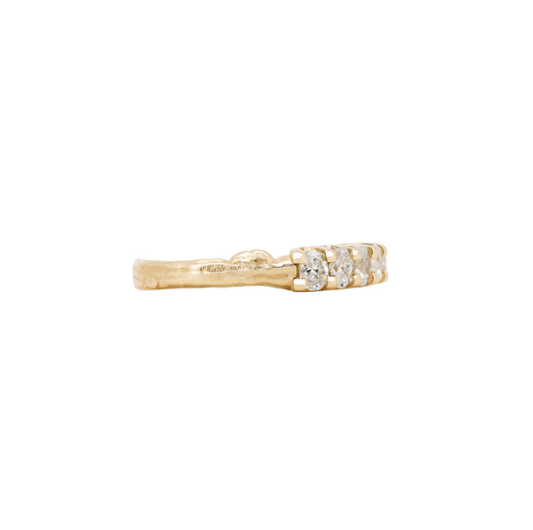 Alternative view of Side profile of the Everlasting Oval Eternity Ring in 14k gold, showcasing the polished band and oval diamond setting.