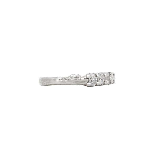 Alternative view of Side profile of the Everlasting Oval Eternity Ring in 14k white gold, showcasing the polished band and oval diamond setting.