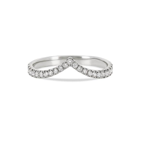 Alternative view of Front view of the Future Awaits Arrow Diamond Eternity Ring in 14k white gold, featuring a half eternity band of diamonds.