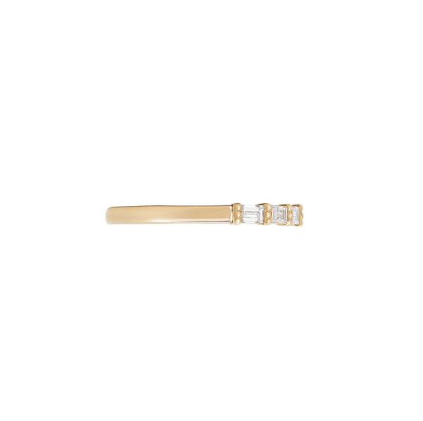 Alternative view of Side profile of the Hero Eternity Baguette Diamond Ring in 14k gold, showing the polished band and channel setting.