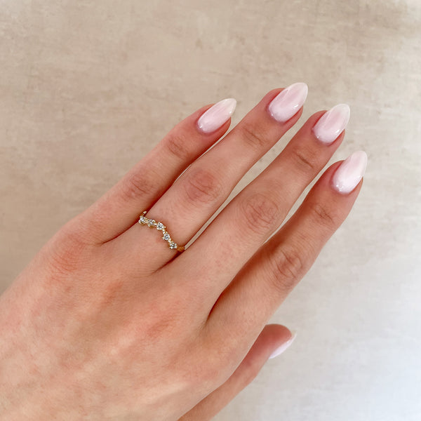 On-body view of Crown of Sky - Diamond Ring 14k Gold