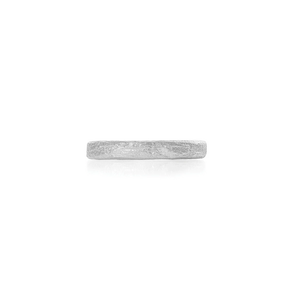 Alternative view of Side profile of the Driftwood 14k White Gold Slim Wedding Band, showcasing the intricate twig texture.