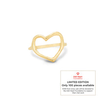 Thumbnail of Front view of the I Carry Your Heart Limited Edition Ring in 14k solid gold, a polished band ring with a small, intricate heart motif.