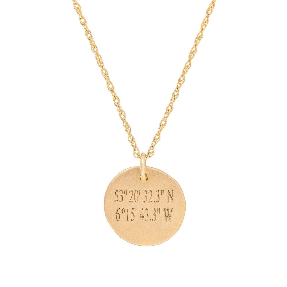 A Moment In Time - 14k Gold Engraved Coordinate Necklace