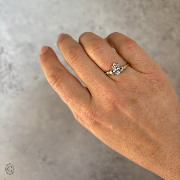 Alternative view of Claddagh 0.5ct Heart Cut Diamond Engagement Ring - 14k White Gold