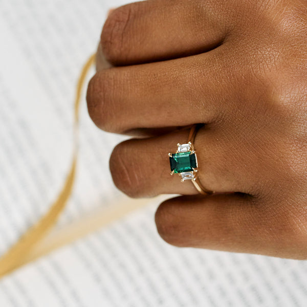 On-body view of Hero 1ct Green Tourmaline Ring - 14k Gold