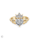 Claddagh 2ct Heart Cut Diamond Engagement Ring - 14k Gold
