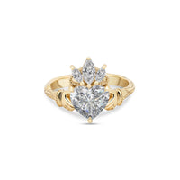 Claddagh 2ct Heart Cut Diamond Ring - 14k Gold