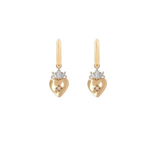 Claddagh Heart Diamond Earrings - 14k Gold