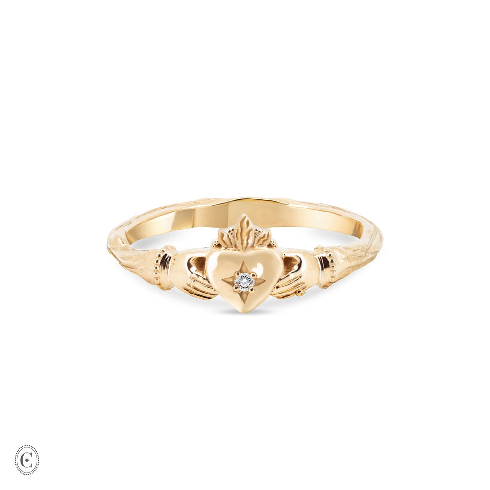 Claddagh North Star Diamond Gold Ring - 14k Gold