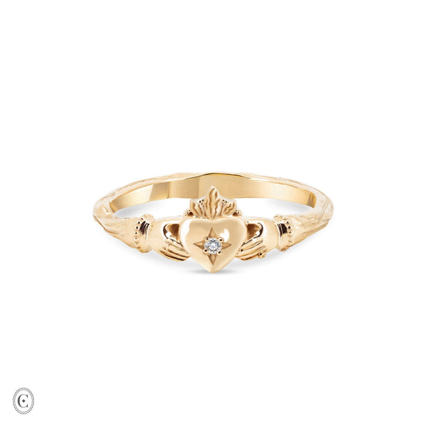 Claddagh North Star Diamond Gold Ring - 14k Gold