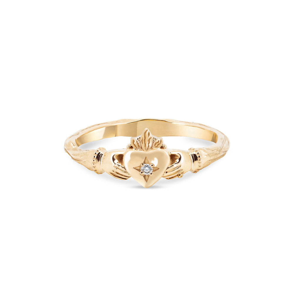 Claddagh North Star Diamond Gold Ring - 14k Gold