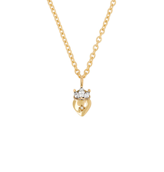 Claddagh North Star Diamond Gold Necklace - 14k Gold