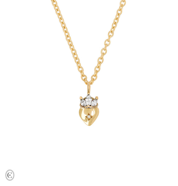 Claddagh North Star Diamond Gold Necklace - 14k Gold