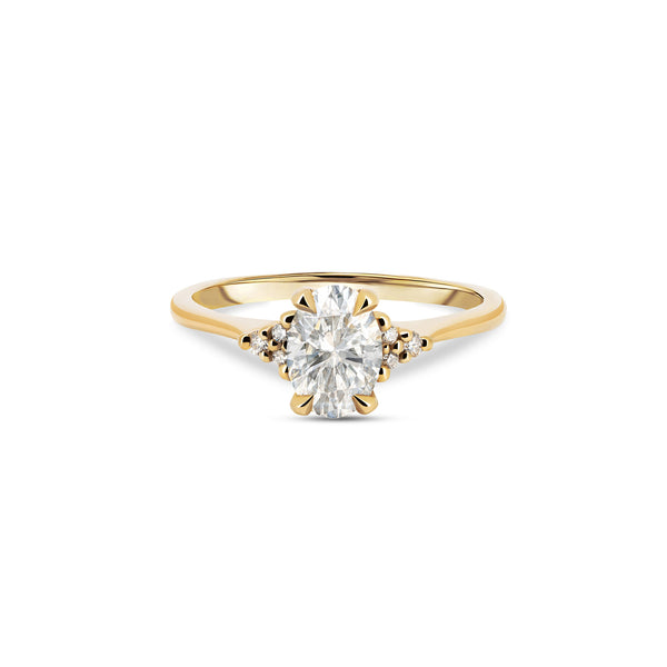 Dewlight 1ct Lab-Grown Diamond Oval Engagement Ring - 14k Gold Polished Band