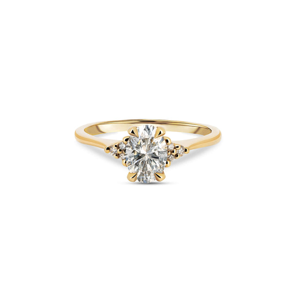 Dewlight 1ct Lab-Grown Diamond Oval Engagement Ring - 14k Gold Polished Band