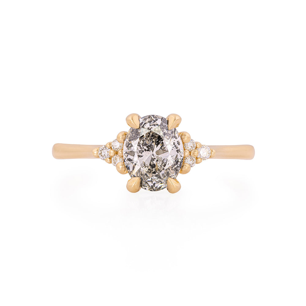 Dewlight Grey Diamond Engagement Ring  - 14k Polished Gold Grey Diamond Ring