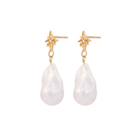 Lost Without You Earrings - 14k Gold Diamond & Baroque Pearl Earrings