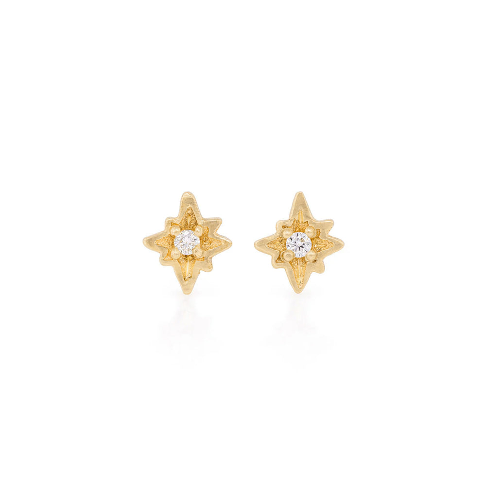 North Star Diamond Studs Gold Earrings Chupi