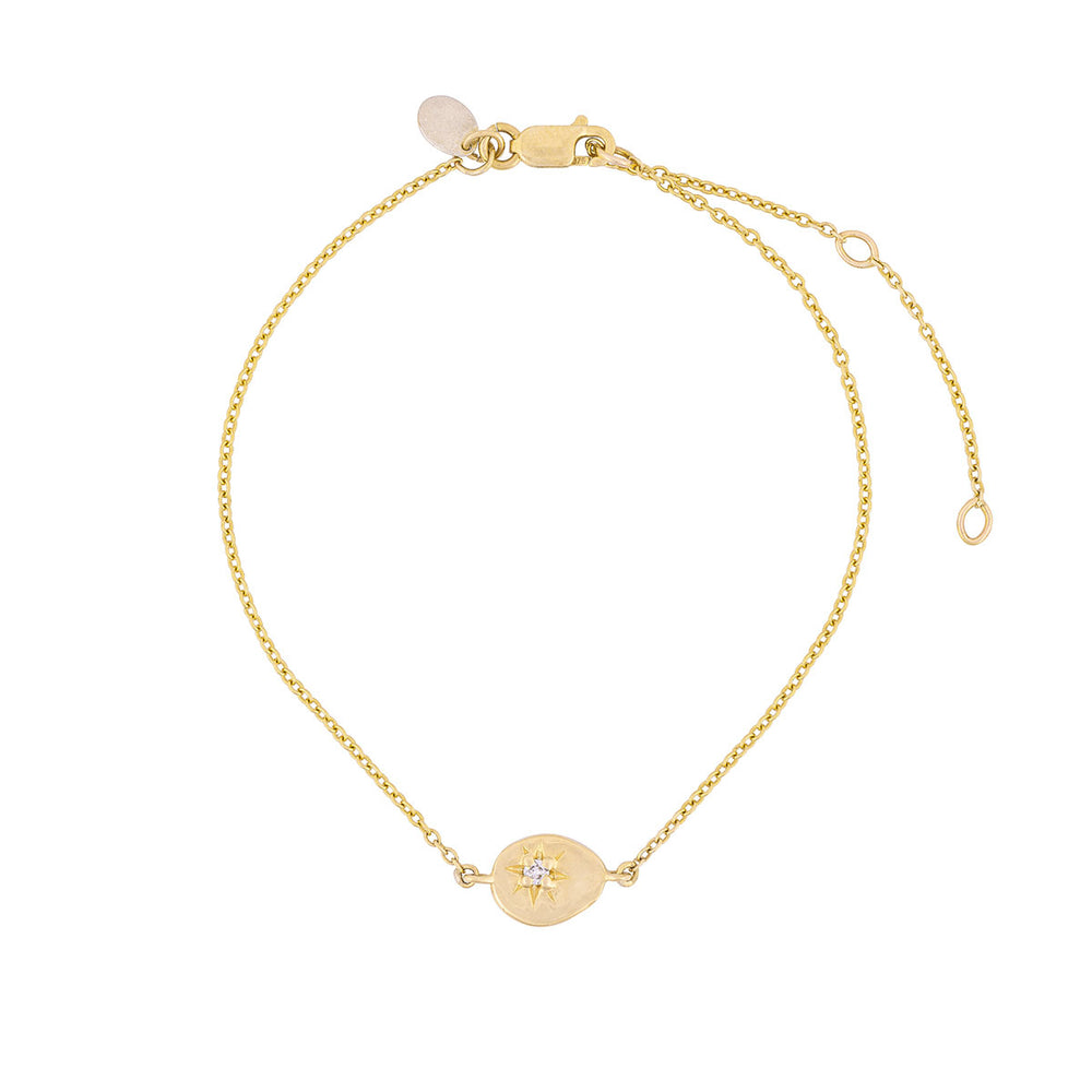 Full view of the North Star Lab Grown Diamond Bracelet in 14k gold, featuring a star pendant on a delicate chain.