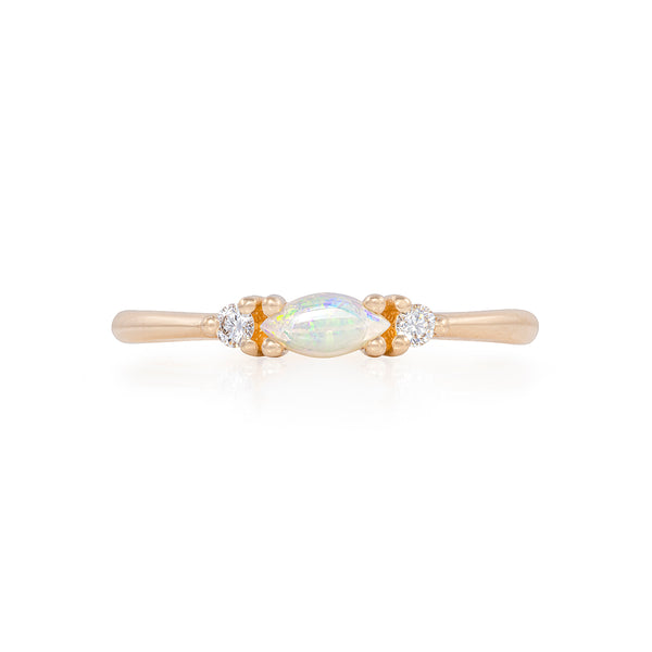 Daydreamer Ring Marquise Opal & Diamond Ring - 14k Polished Gold
