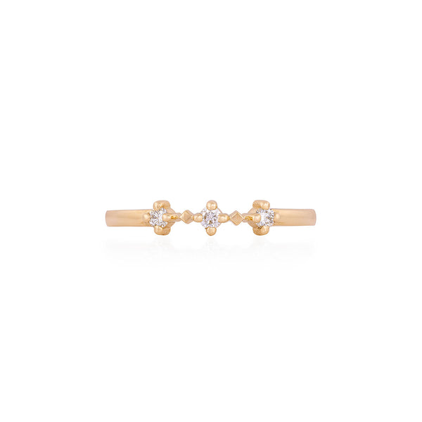 Stars in the Sky Three Diamond Ring - 14k Gold Polished Band