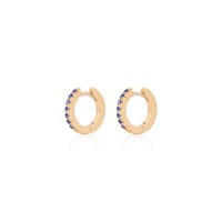 Tomorrow Eternity Huggie Earrings - 14k Gold Sapphire Earrings