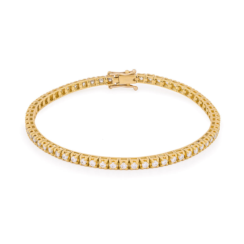 Front view of the Tomorrow Lab-Grown Diamond Tennis Bracelet in 14k gold, showcasing a continuous line of diamonds.