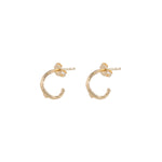 Thumbnail of Front view of the Hawthorn Twig Small Hoop Earrings in 14k gold, featuring a delicate twig texture.