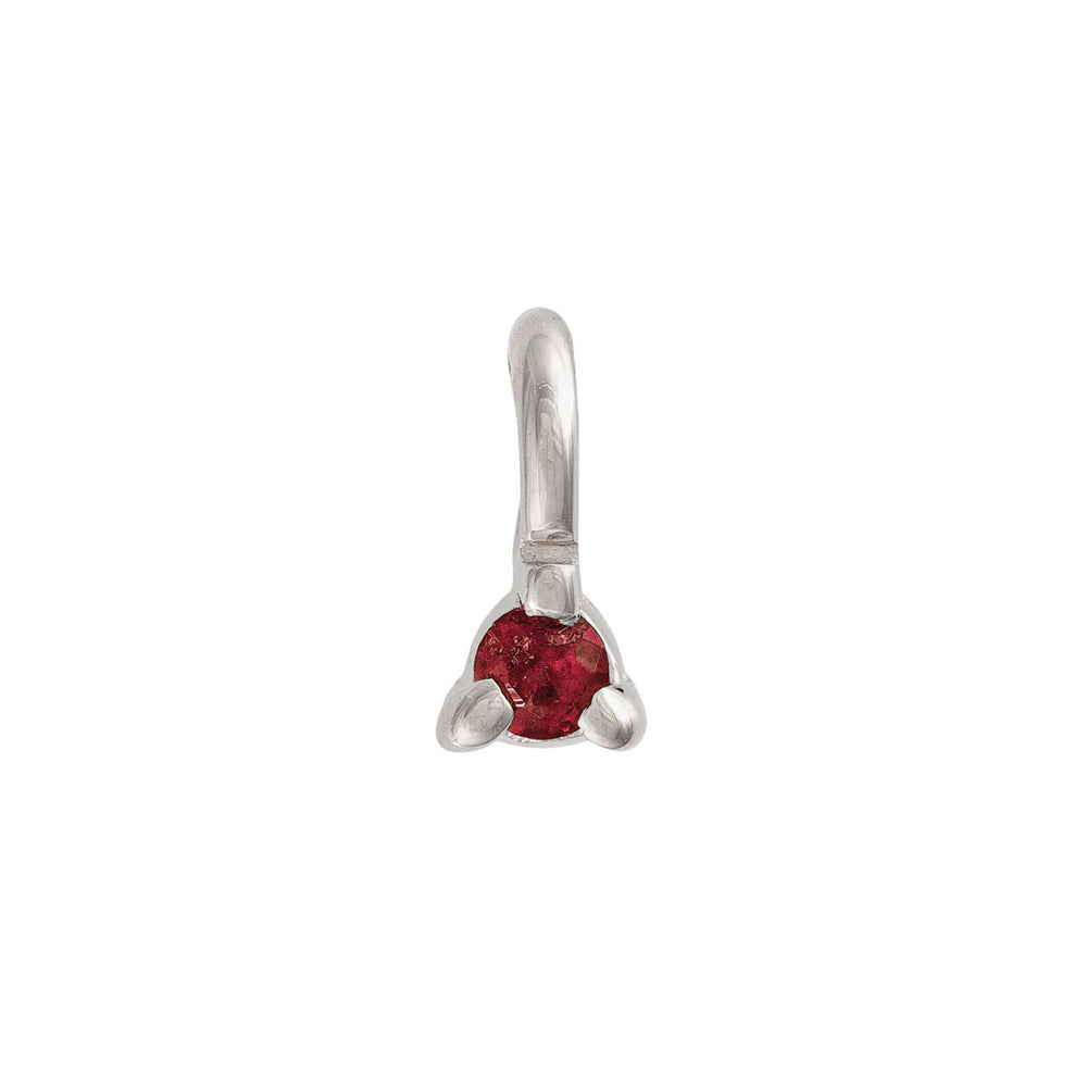 Close-up of the Lucky Star Birthstone Pendant in 14k white gold, featuring a Garnet birthstone set within a star.