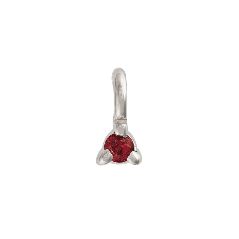 Close-up of the Lucky Star Birthstone Pendant in 14k white gold, featuring a Garnet birthstone set within a star.