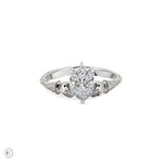 Claddagh Heart Cut Diamond Engagement Ring - 14k White Gold