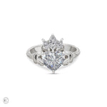 Claddagh 2ct Heart Cut Diamond Engagement Ring - 14k White Gold