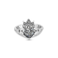 Claddagh 2ct Heart Cut Diamond Ring - 14k White Gold