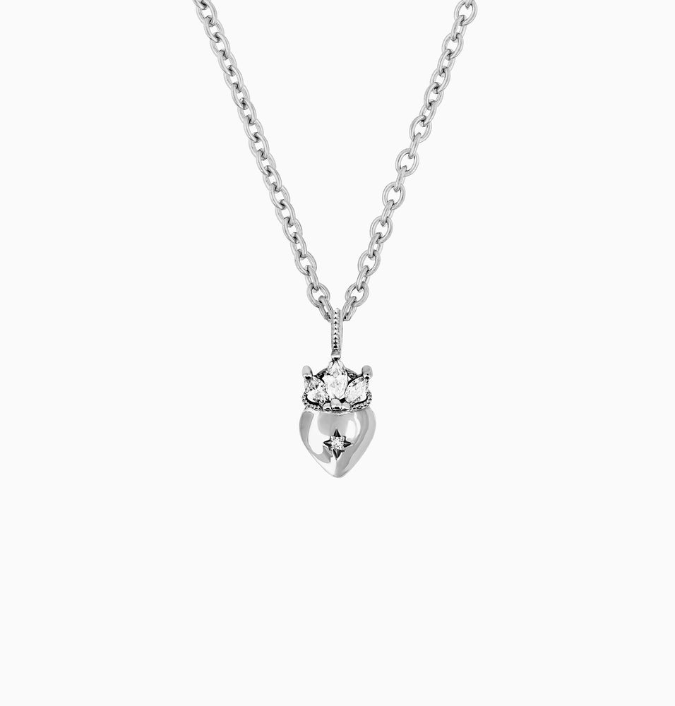 Claddagh North Star Diamond Gold Necklace - 14k White Gold