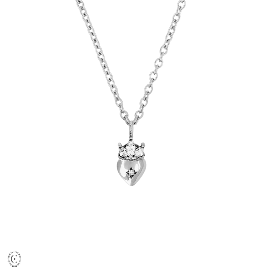 Claddagh North Star Diamond Gold Necklace - 14k White Gold