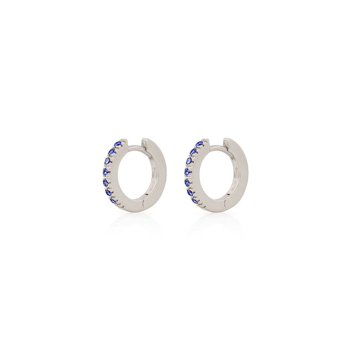 Tomorrow Eternity Huggie Earrings - 14k White Gold Sapphire Earrings