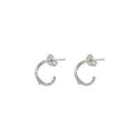 Thumbnail of Front view of the Hawthorn Twig Small Hoop Earrings in 14k white gold, featuring a delicate twig texture.