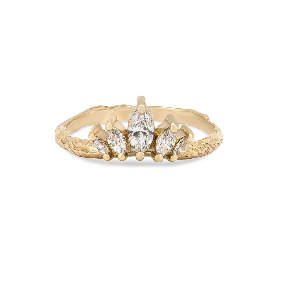 Crown of Hope Marquise Lab-Grown Diamond Ring - 14k Gold Twig Band