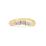 Front view of the Crown of Love Diamond Ring in 14k solid gold, featuring five tiny diamonds set in a crown on a twig band.