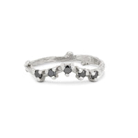 Thumbnail of Front view of the Crown of Sky Black Diamond Ring in 14k white gold, featuring five scattered black diamonds on a twig band.