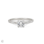 Front view of the Darling Eternity 0.5ct Solitaire Diamond Engagement Ring in 14k white gold, featuring a solitaire diamond and an eternity-set band.