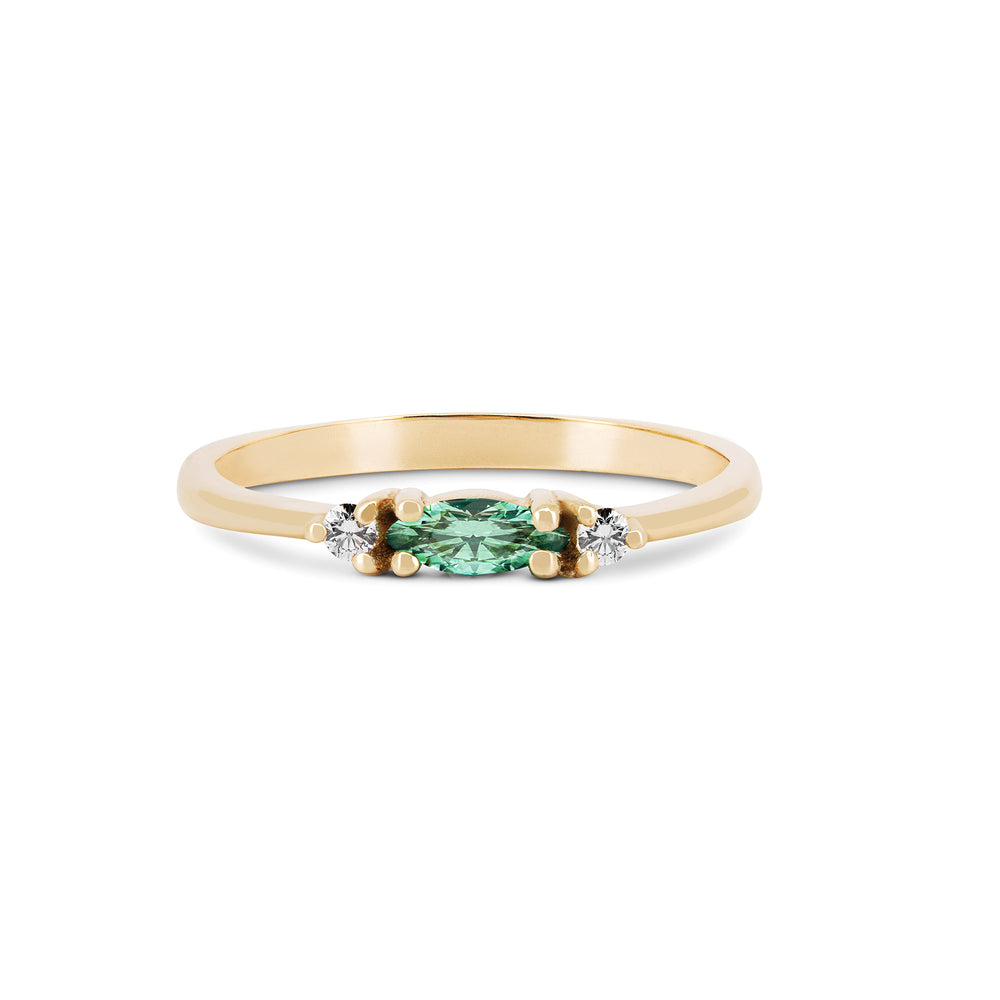 Daydreamer Ring Marquise Emerald & Diamond Ring - 14k Polished Gold