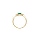 Top-down view of the Daydreamer Marquise Emerald & Diamond Ring in 14k polished gold.
